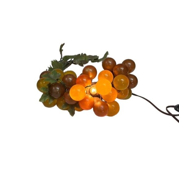 Vintage Lucite Grape Cluster Yellow Lamp 11” MCM Mid Century Modern